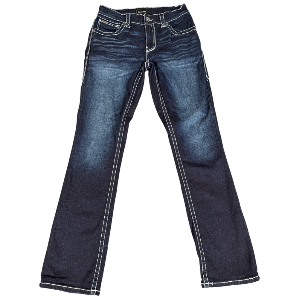 Buckle Black Men's Jeans Fit No. 3‎ Bootcut Slim Size 30x32 Dark Wash Distressed
